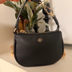 Nanette Lepore Black Leather Mini Shoulder Bag with Gold Hardware NEW w Tags On